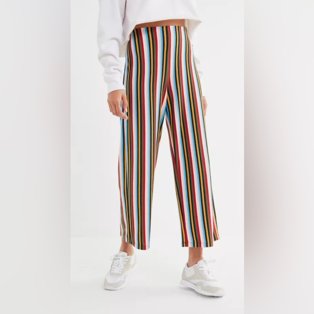 URBAN OUTFITTERS Ant Striped Knit Cropped Pant in Multi Colors Size Small